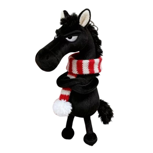 Llavero de caballo de juguete, adorable, lindo y divertido, para el Año Nuevo chino 2026. Negro