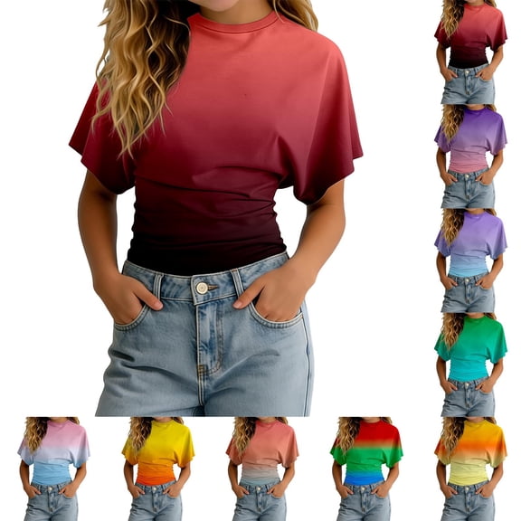 Girls Tshirts Summer Tops Short Sleeves Solid Color Tees Casual Crew Neck Basic Tees for Kids Green 3-4years