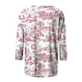thumbnail image 5 of Pompotops T-shirt Mode Imprimé Ample pour Femmes Manches 3/4 Blouse Col Rond Hauts Décontractés en Solde, 5 of 5