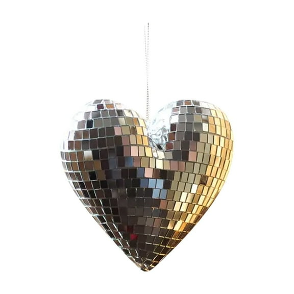 Disco Heart Ornament for Wedding Party Celebration Glittering Hanging Pendant with Design