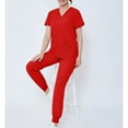 thumbnail image 7 of MLQIDK Scrubs for Women Set Plus Size Nursing Top Stretchy V Neck Scrub Tops and Pants Medical Uniforms Scrub Set with Pockets Vermilion L, 7 of 7