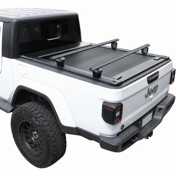 Syneticusa MR Retractable Hard Tonneau Cover withCrossbars Fits 2020-2025 Jeep Gladiator 5ft Truck Bed Waterproof Off Road