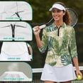 thumbnail image 6 of Uorisanigo Hawaiian Leaf Womens Golf Shirt Soft Washable Women's 3/4 Sleeve Golf Top with Zipper Comfortable Polyester Spandex Fabric Workout Sports Pullover Tennis Tops Size XL, 6 of 7
