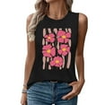 thumbnail image 4 of Tank Tops for Women under $5 Plus Size Sleeveless Floral Print Round Neck Summer Printed Top Black XXL, 4 of 5