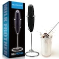 thumbnail image 1 of Milk Frother Handheld Foam Maker for Lattes - Whisk Drink Mixer for Coffee, Mini Foamer for Cappuccino, Frappe, Matcha, Hot Chocolate by Milk Boss (Black), 1 of 6