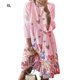 thumbnail image 1 of Qarigey Vestido Midi de manga larga estampado cuello gran columpio cintura alta ropa de mujer Vestidos Rosado SG, 1 of 1