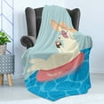 thumbnail image 4 of Cartoon Soft Flannel Fleece Throw Blanket, Summer Season Cartoon Llama with Hat on an Inflatable Tube with Coconut Cocktail, Cozy Plush for Indoor and Outdoor Use, 70" x 90", Multicolor, by Ambesonne, 4 of 5