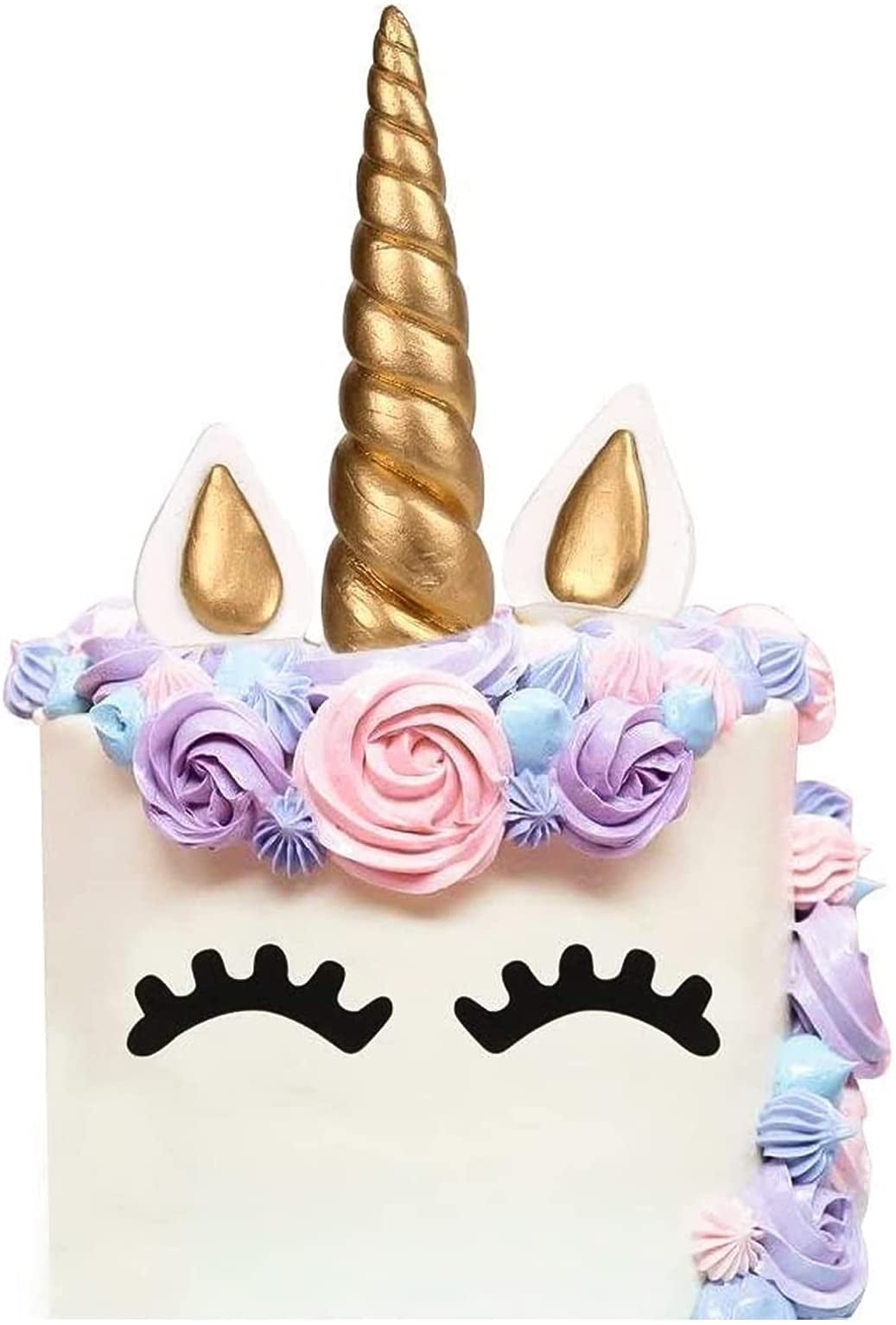 Cake Toppers Bigger Size Handmade Unicorn Birthday Cake Topper Gold Unicorn Horn Ears And Eyelash Set Unicorn Party Decoration For Birthday Party Baby Shower And Weddingset Of 5 79 X 137in Walmart Com