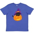 thumbnail image 3 of Inktastic Black Cat, Pumpkin, Cat With Witch Hat, Halloween Youth T-Shirt, 3 of 5