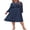 Navy Blue, variant on Women's Plus Size Swiss Dot Long Sleeve Chiffon Dresses Flowy High Waist A Line Ruffle Babydoll Midi Dress