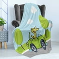 thumbnail image 4 of Dog Driver Soft Flannel Fleece Blanket, Puppy on the Road Car Jack Russell Journey Terrier Speed Race Cartoon, Cozy Plush for Indoor and Outdoor Use, 60" x 80", Baby Blue Lime Green, by Ambesonne, 4 of 5
