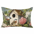 thumbnail image 2 of Pink White Floral Throw Pillow Cover, Spring Country Bird House Rectangle Decorative Pillow Case Protector Soft Cushion Cover Lumbar Pillowcase for Couch Sofa Bedroom Car Chair Decor 20x30 Inch, 2 of 8