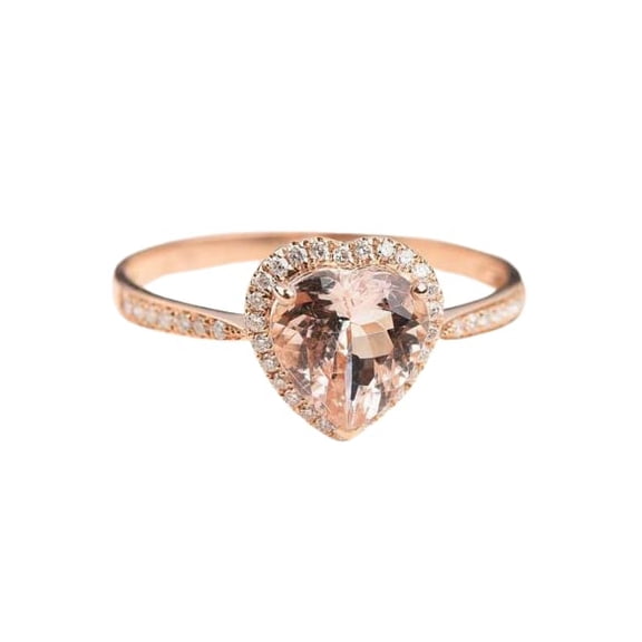 HeartsAndYou 1.6ct Natural Morganite & Diamond Engage Ring Halo 14k SOLID Rose Gold Accent