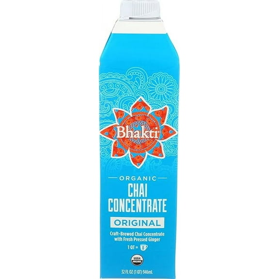 Pack of 6, Bhakti Chai Original Chai Concentrate, 32 oz