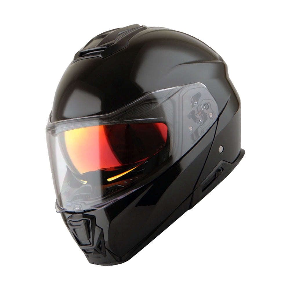 Martian Motorcycle Modular Full Face Helmet Flip up Dual Visor Sun Shield: HG362 Glossy Black