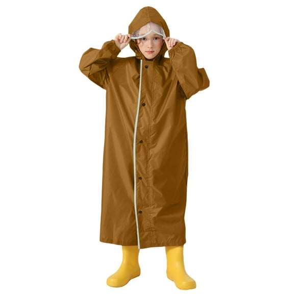 AJIWYH Rain Ponchos for Kids,Toddler Rain Poncho Coffee,10-12 Years