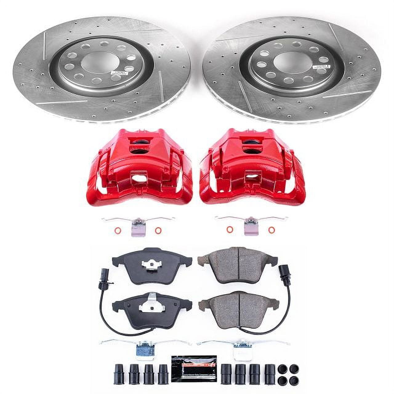 Power Stop Front Z23 Evolution Brake Pad and Rotor Kit with Red Powder Coated Calipers KC2990