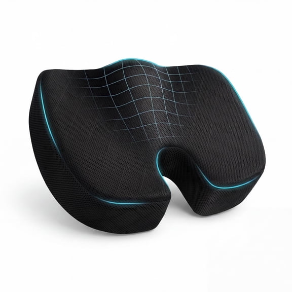 Seat Cushion – Memory Foam Cushion for Tailbone & Coccyx Pain Relief, Ergonomic Desk Chair Cushion for Long Hours of Sitting – Office Workers & Car Drivers