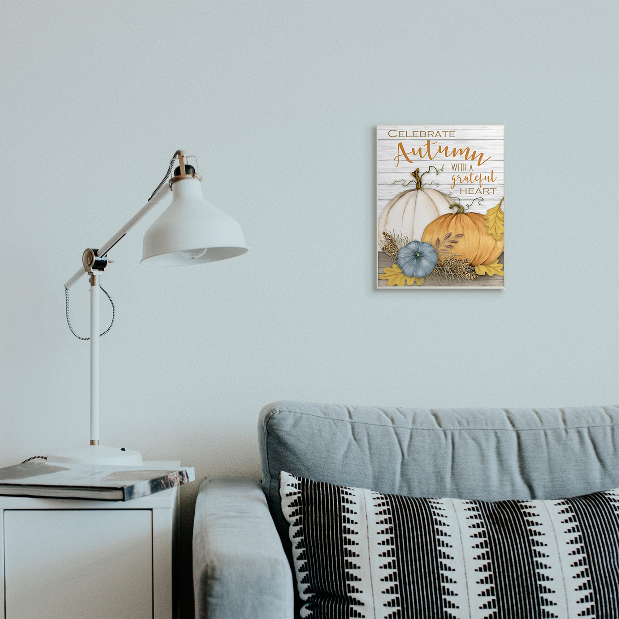 Stupell Industries Celebrate Autumn Phrase Rustic Farm Harvest Landscape Painting Wall Plaque Art Print Wall Art, 10 x 15