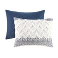thumbnail image 6 of JERFIT Navy Farmhouse Comforter Set, 3-Piece Queen/Full Bedding with Botanical Print & Chenille Tufted Design, 100% Cotton, 6 of 10