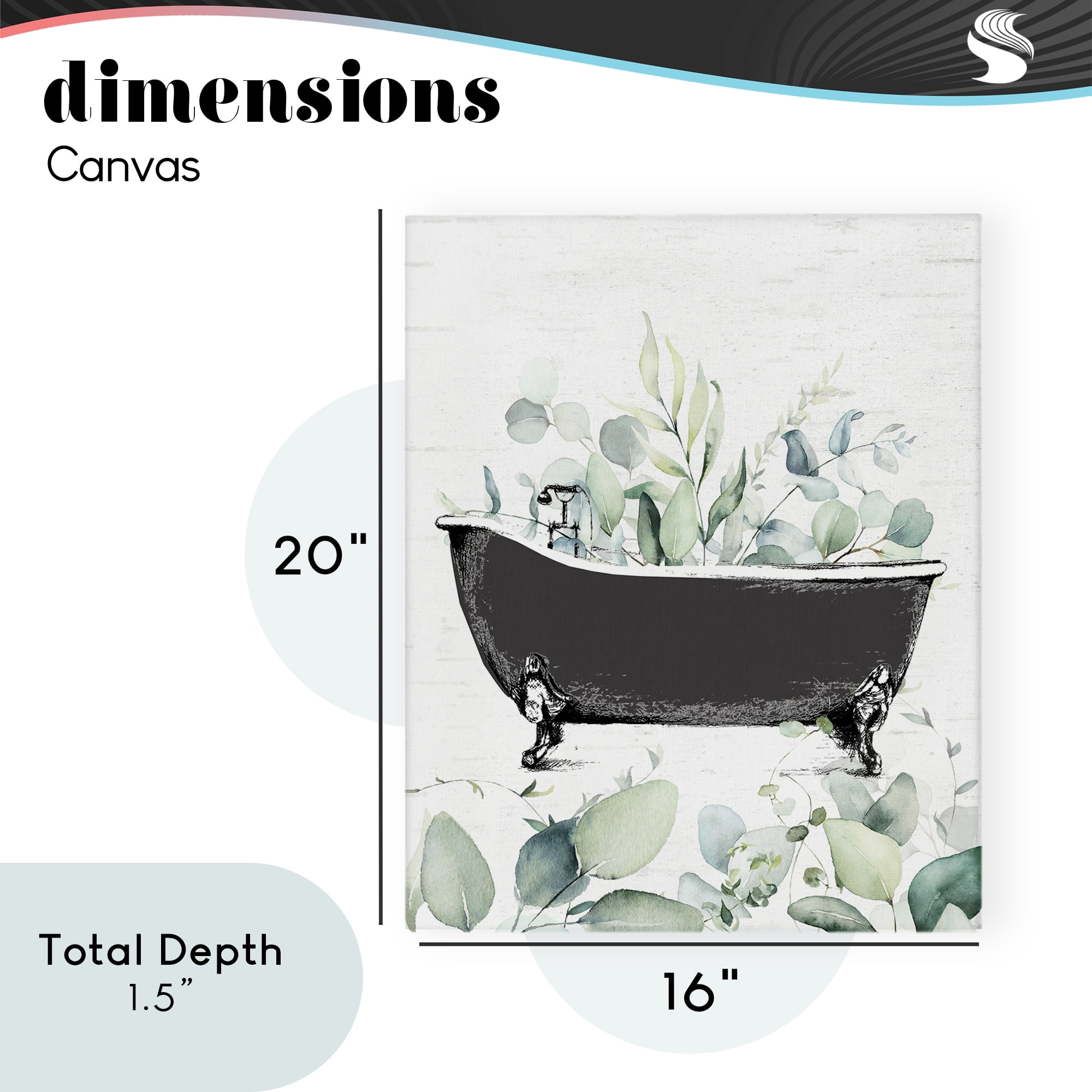 Eucalyptus Leaves Bathtub Canvas Wall Art, design by Lettered and Lined
