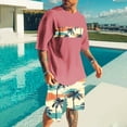 thumbnail image 2 of YLSDY Men's Summer 2 Piece Set Outfits Tropical Print Short Sleeve Tee and Shorts Set Summer Holiday Fashion Pink XXL, 2 of 5