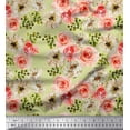 thumbnail image 1 of Soimoi Moss Georgette Fabric Ranunculus with Bunch Floral Print Fabric by Yard 42 Inch Wide, 1 of 3
