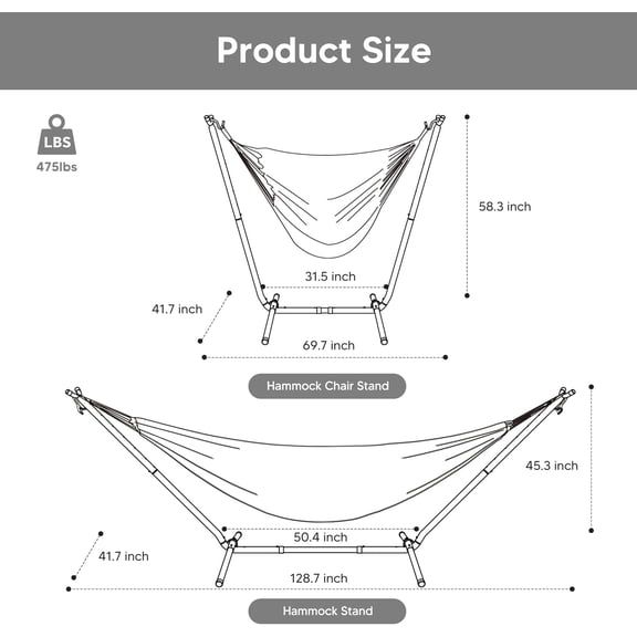 2-in-1 Convertible Portable Double Hammock with Stand, Outdoor Furniture for Garden Lawn Sea Blue