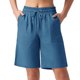 thumbnail image 2 of Pantalones Elásticos de la Cintura para las Mujeres de la Moda de Verano Sólido Medio Pantalones Cortos, Poliéster Casual, 2 of 7