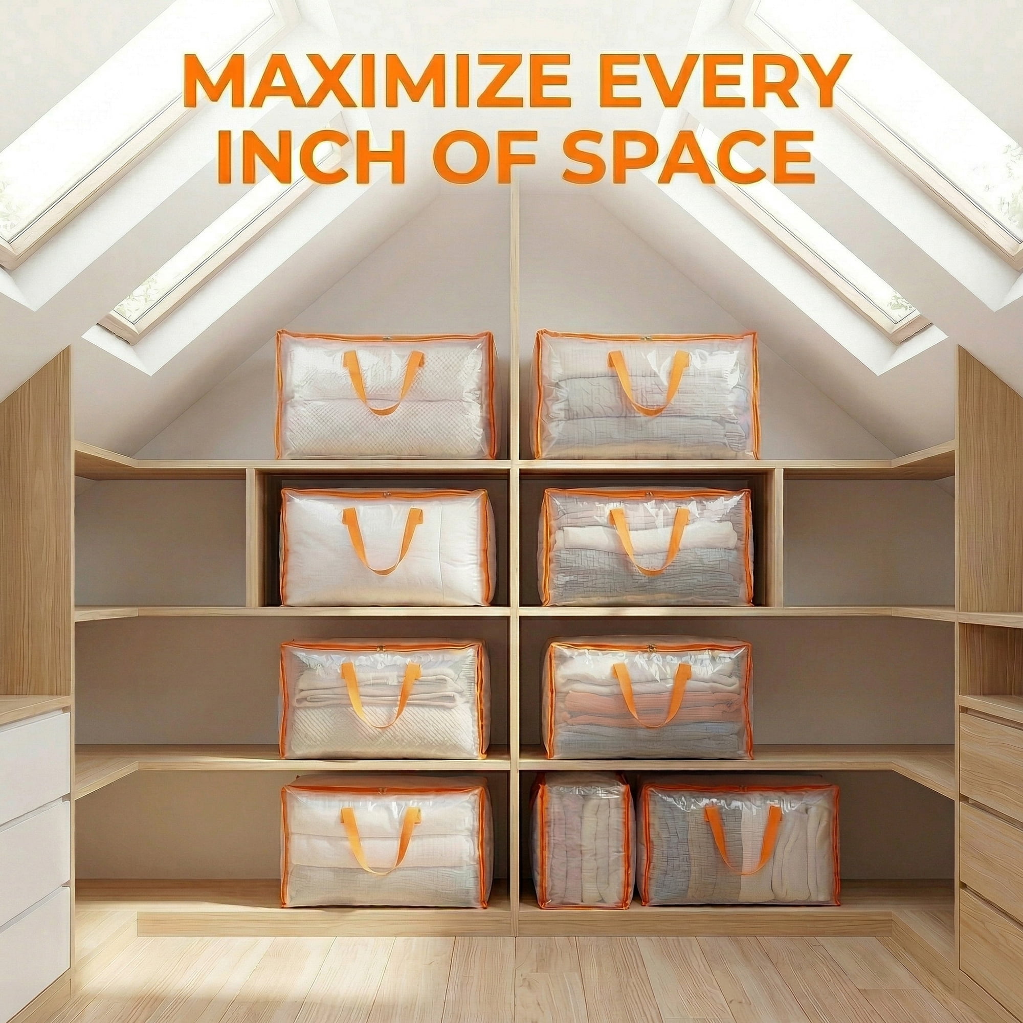 Unique Bargains Storage Bags with Handles for Organizing Clothing Orange 22.8"x8.7"x14.6"