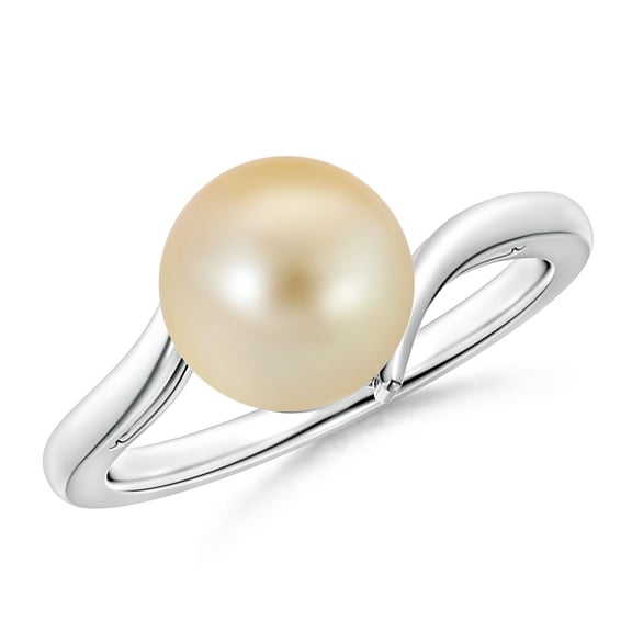 ANGARA Solitaire Golden South Sea Cultured Pearl Bypass Ring in 14K White Gold for Women | June Birthstone, Birthday, Anniversary, Jewelry Gift for Women | Pearl Ring