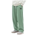 thumbnail image 1 of Ketyyh-chn99 Men's Cargo Pants Relaxed Fit Multi-Pockets Men's Corduroy Pants Solid Corduroy Rope Pants With Drawstring Waist Straight Pants Size for XL,Light Green, 1 of 6