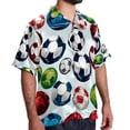 thumbnail image 2 of Football Men's Short Sleeve Printed Poplin Beach Shirts with Spread Collar - Casual Button Down Summer Tops for Unisex, 2 of 6