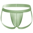thumbnail image 3 of khonts,Men's Sexy Jockstrap Thongs Low Waist Underwear See-Through Sheer Pouch Jock Straps Underpants Army Green XL, 3 of 3