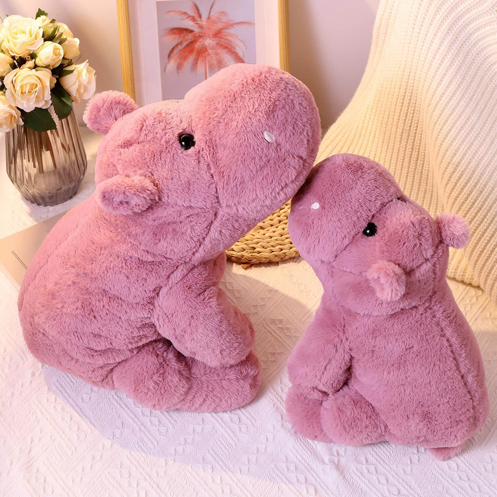 ​​LYINGF Weighted Stuffed Hippo Animal for Kids Sensory Comfort 17.7" Soft Plush Toy 2.2lbs, Calming Cuddly Weighted Hippo for Anxiety Relief and Sleep Support in Children