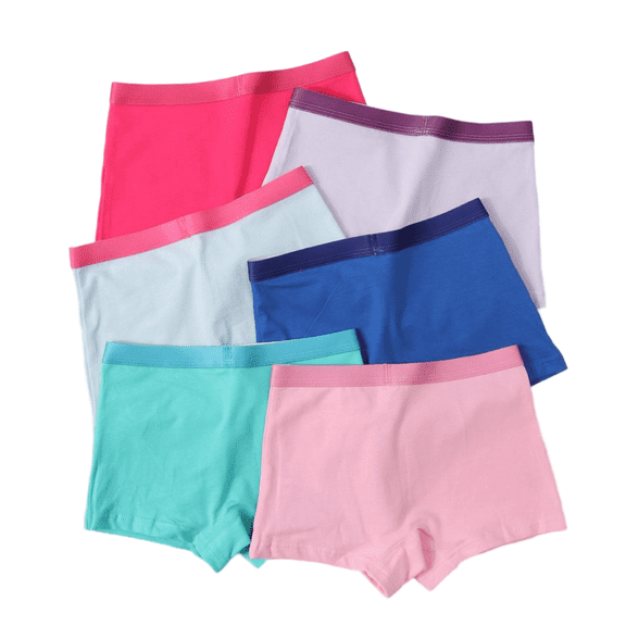 LYMAYTER Toddler Little Girls Solid Cotton Boxer Briefs Mid Waist Soft Lightweight Casual 4pcs