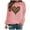 Pink, variant on Women's Valentine's Day Sweatshirts Fashion Print Sweat Shirt Round Neck Long Sleeve Blouses Pullover Casual Shirts Top