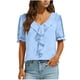 thumbnail image 1 of Camisas de Manga Corta para las Mujeres Blusa de Suéter de Cuello en V Casual para las Mujeres, Top de Estiramiento Suave para Uso Diario Y de Fiesta, 1 of 7