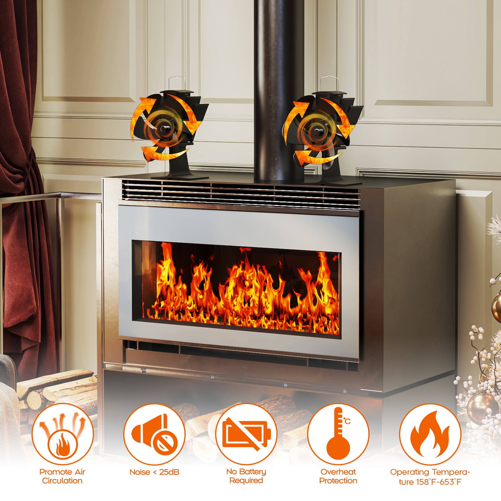 Fireplace Shield for Outdoor Fans Heat Powered Fans Stove Fans