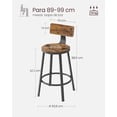 thumbnail image 3 of VASAGLE Taburete Alto, Juego de 2, Taburetes Altos de Cocina, con Respaldo, Estructura de Acero, Asiento de 62,5 cm de Altura, Fácil Montaje, Estilo Industrial, Marrón Rústico y Negro, 3 of 5