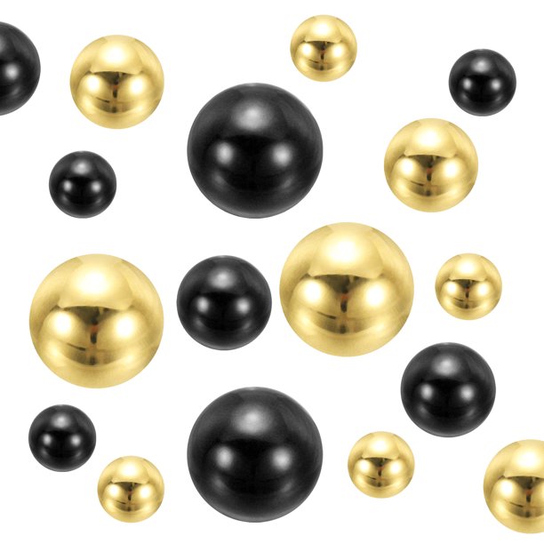 Uxcell 300Pcs Perlas Falsas para Manualidades, Perlas Redondas Sin Agujero de 8/14/20mm, Negro/Dorado