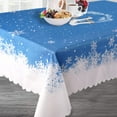 thumbnail image 2 of Classic Blue Winter Snowflake Christmas Tablecloth - Blue and White Winter Holiday Snowflake Print Xmas Easy Care Table Cloth Decoration Table Cover, 60" x 84" (6-8 Seats)，Oblong/Rectangle, 2 of 5
