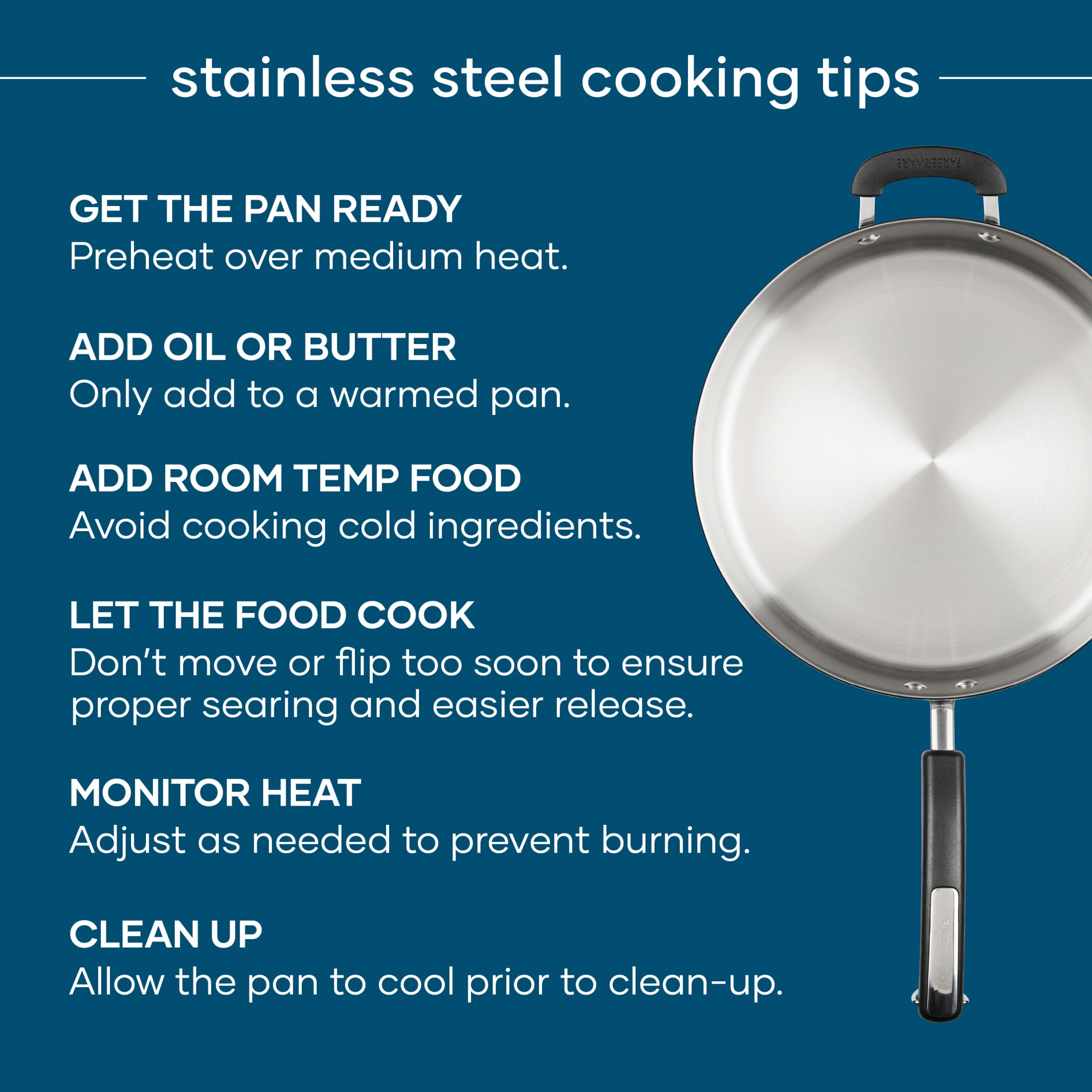 Farberware Brilliance 6 Quart Saute Pan with Lid and Helper Handle, Induction Compatible, Metal Utensil and Dishwasher Safe, Stainless Steel