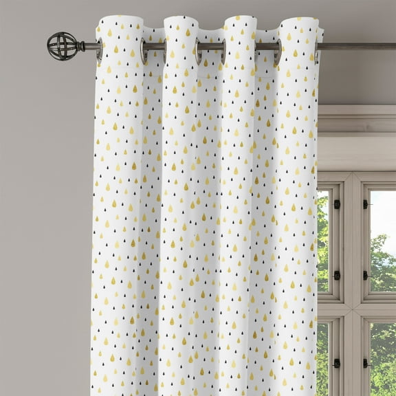 Ambesonne Autumn Grommet Curtain Single Panel, Raindrops Glimmer, 50"x60", Mustard Black White