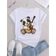 thumbnail image 2 of Camiseta De Verano Para Mujer, Moda Informal, Ropa Cómoda, Camisetas De Manga Corta MWomen's Casual Round Neck Short Sleeve T-Shirt, Creative Panda Guitar Print, Fashionable Knit Fabric, Polyester,, 2 of 6