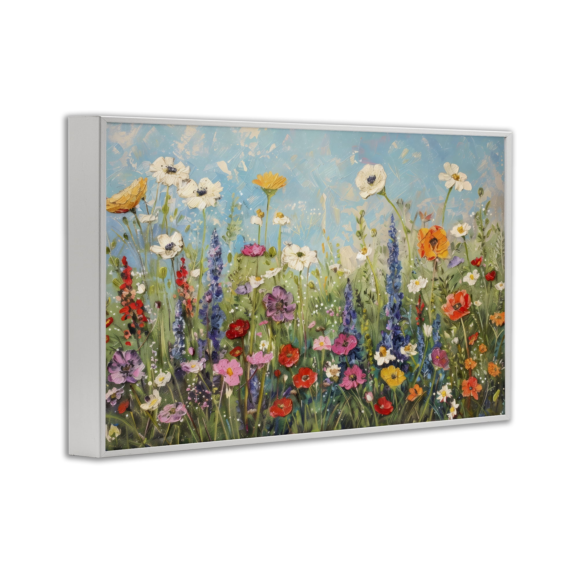 Stupell Industries Wildflower Field of Spring Blooms White Framed Giclee Art, design by Creative Studio