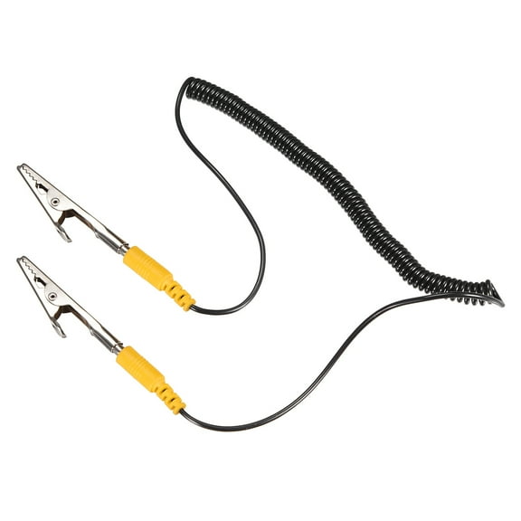 Uxcell Anti-Static ESD Grounding Cable Coiled Cord, with Double Alligator Clip Claw 1pcs