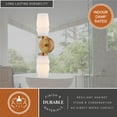 thumbnail image 6 of Warren 2-Light 4.75 in. Wide Brushed Brass Mid-Century Modern Wall Sconce with White Frosted Opal Glass Shade, Dimmable, LED Compatible, Metal Bathroom Vanity Lighting Fixture, 6 of 12