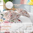thumbnail image 3 of Pink Flowers Bedding 3 Piece Duvet Cover Set California King, Spring Farmhouse Floral Leaves Vintage Soft Microfiber Comforter Cover with Zipper Closure & Pillowcases, FadeResistant Quilt Cover, 3 of 9