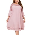 thumbnail image 2 of Uootdi Robes Formelles pour Femmes Col Rond Manches 3/4 Robes Brodées Grande Taille Robes Midi Élégantes Cadeau pour Invitée de Mariage, 2 of 7